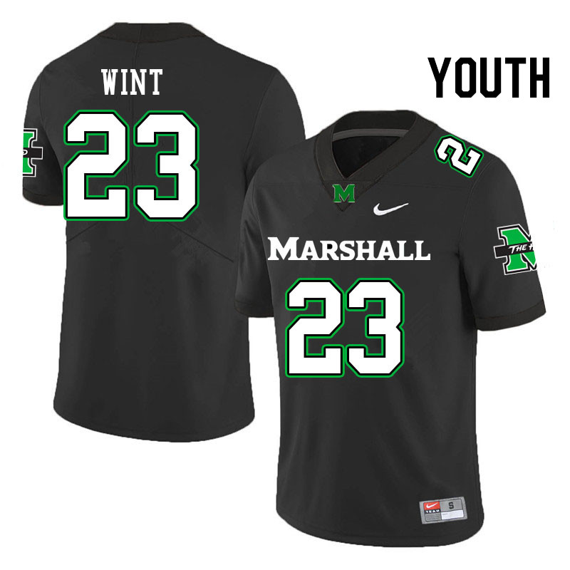 Youth #23 Jahsen Wint Marshall Thundering Herd College Football Jerseys Stitched Sale-Black